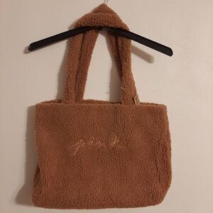 Victoria's secret pink plush sherpa handbag
